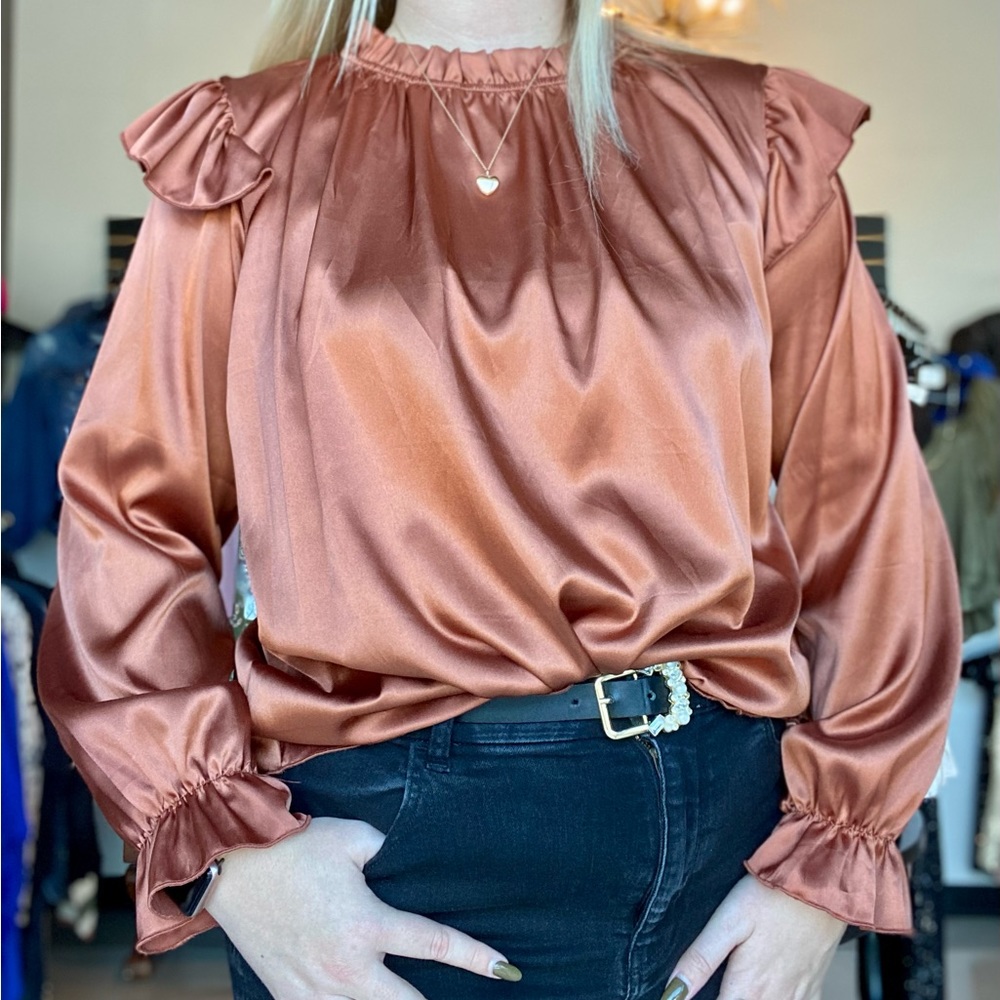 Satin Long-Sleeve Top
